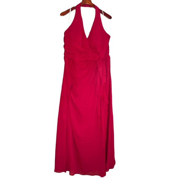 David’s Bridal Chiffon Halter Dress Red Apple Size 20 - Picture 8 of 8